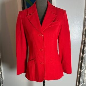 Pendleton Vintage Bright Red Wool Blazer SZ 10